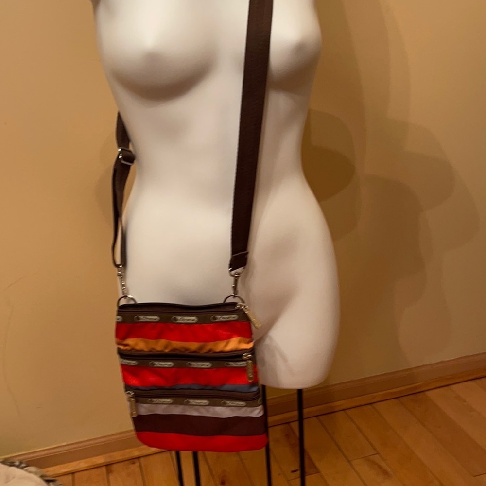 LeSportSac 3 Zipper Stripes Crossbody Purse